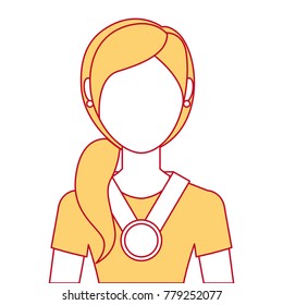 woman with winner medal character