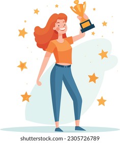 A woman winning an award
