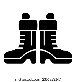 Icono sólido de botas de invierno de mujer, concepto de Día de la Madre, zapatos de invierno de mujeres señalizan sobre fondo blanco, icono de botas elegantes en estilo glifo para el concepto móvil y el diseño web. Gráficos vectoriales