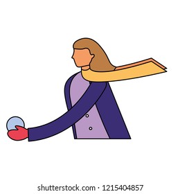 woman with winter clothes holding snow ball