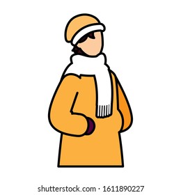 woman with winter clothes on white background vector illustration design
