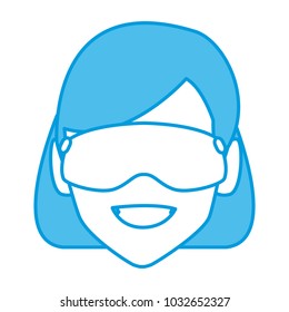 Woman with winter goggles face