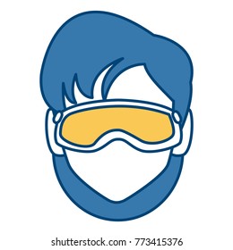 Woman with winter gooogles face