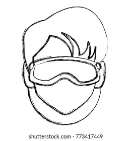 Woman with winter gooogles face