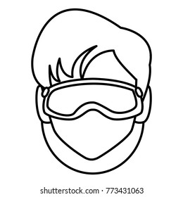 Woman with winter gooogles face