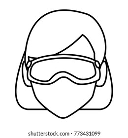 Woman with winter gooogles face