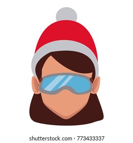 Woman with winter gooogles face