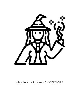 woman witch icon isolate background, vector and illustration