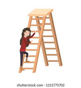 woman with wooden stair avatar character