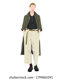Woman wool coat fashion Illustration vector art