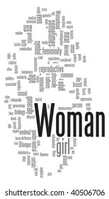 Woman word cloud illustration. Graphic tag collection.