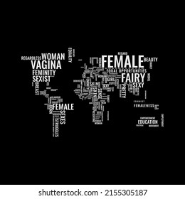 Diseño de ilustraciones vectoriales de nube de palabras para mujeres, día de la mujer o de la madre, feminidad, feminidad, maternidad, madre, mujer, maternidad