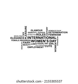 Diseño de ilustraciones vectoriales de nube de palabras para mujeres, día de la mujer o de la madre, feminidad, feminidad, maternidad, madre, mujer, maternidad
