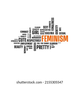 Woman word cloud vector illustration design, word art for womens day or mothers day, feminity, femaleness, mum, female, womanhood, motherhood