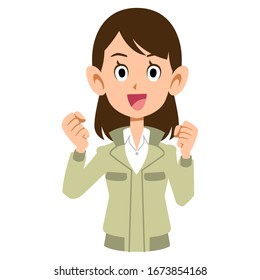 Woman in work clothes with motivated pose