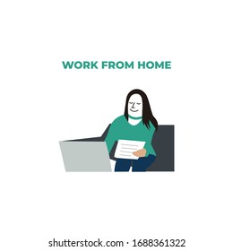 woman work from home after coronavirus illustration