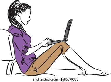 woman work from home concept vector illustration