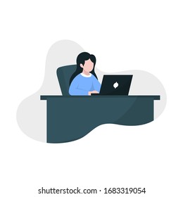 Woman work from home illustration