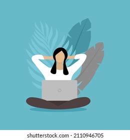 Woman at work on the floor. Vector illustration 