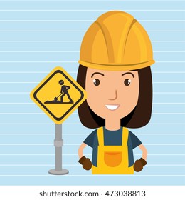 woman worker construction vector illustration design eps 10