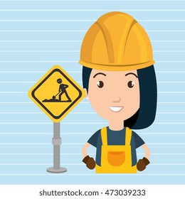 woman worker construction vector illustration design eps 10