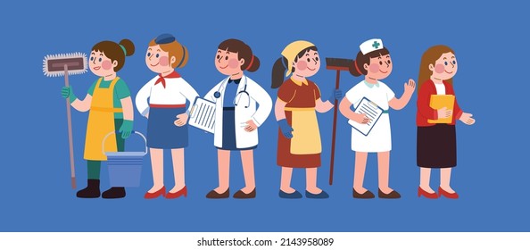 Woman Worker, Labor Day, Vector, Illustration