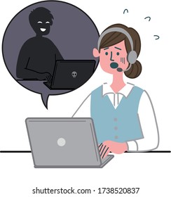 hackeo de computadora portátil de trabajadora mujer