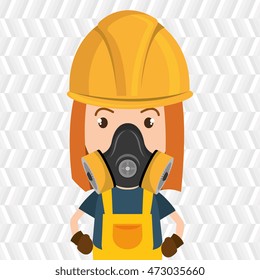 woman worker mask gas vector illustration design