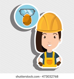 woman worker mask smog vector illustration design eps 10