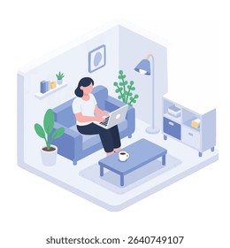 woman working away from home, enjoying a cup of coffee while using her laptop in her workspace