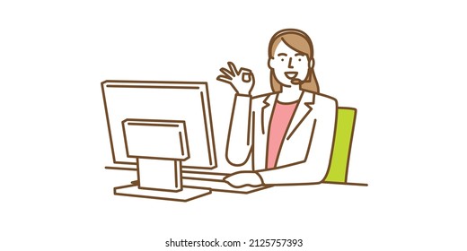 A woman working in a call center
