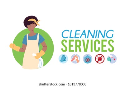woman working in cleaning service vector illustration desing