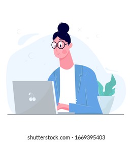 woman working at a computer