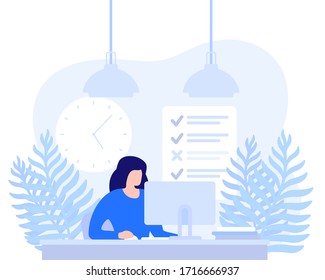 Computerarbeitin, Deadline, Vektorillustration zur Aufgabenabwicklung