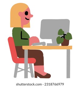 woman working at computer design element for website, application, printing, document, poster design, etc.
