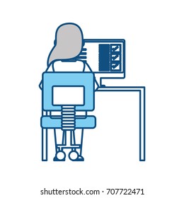 woman working at computer icon