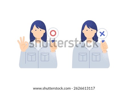 Woman working in the construction industry. Cute vector illustration of a female foreman in work clothes.
