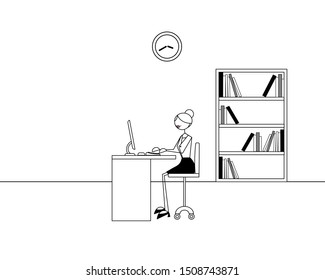 Woman working with her computer at work office