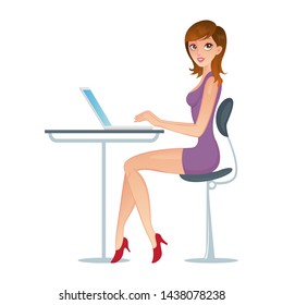 Woman working with her laptop in the office isolated