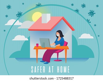 Woman working from home to be safer