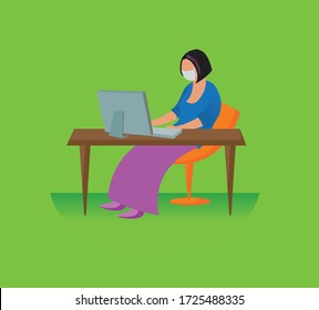 Woman working from home to be safer