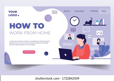 Woman working at home. Home office business concept.