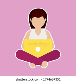 Woman working in home. Home office - Vector