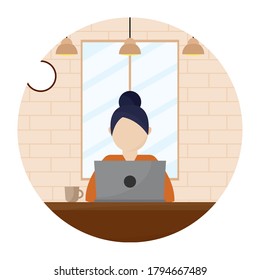 Woman working in home. Home office - Vector