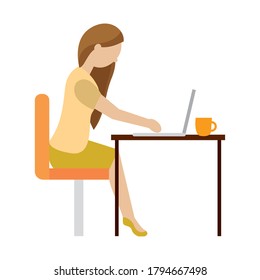 Woman working in home. Home office - Vector