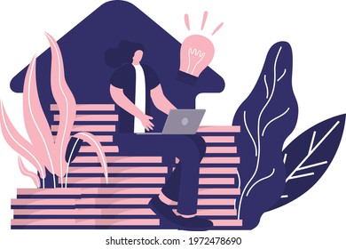 A woman working from home through the laptop and make money from online business.- Bitcoin cryptocurrency market concept