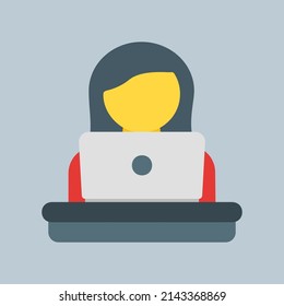Woman working icon in flat style, use for website mobile app presentation