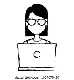 woman working in laptop character