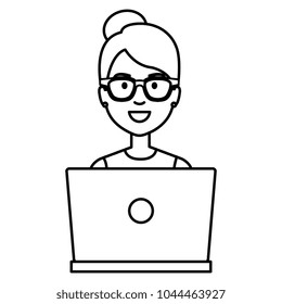 woman working in laptop character