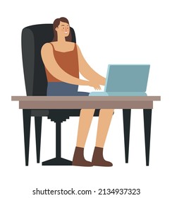 woman working in laptop character